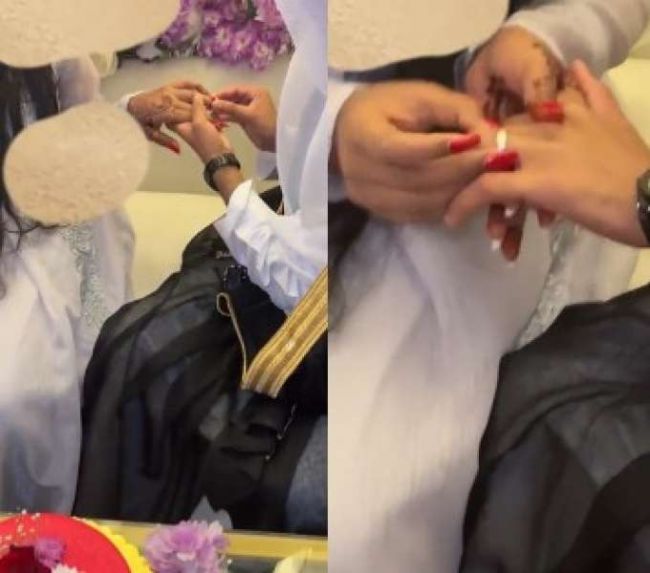 العريس بالبشت السعودي.. أسرة سعودية كريمة تنظم حفل زواج مذهل لعامل وعاملتهم المنزلية ”فيديو”